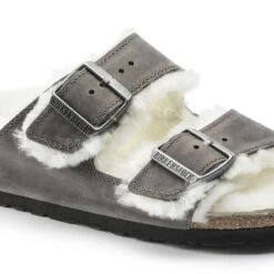Birkenstock Arizona Shearling Sandals - Iron Natural- Medium/Narrow 12 Birkenstock Arizona Shearling Sandals - Iron Natural- Medium/Narrow -Sports Shoes 1021067 detail 1