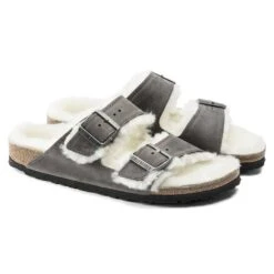 Birkenstock Arizona Shearling Sandals - Iron Natural- Medium/Narrow 10 Birkenstock Arizona Shearling Sandals - Iron Natural- Medium/Narrow -Sports Shoes 1021067 pair