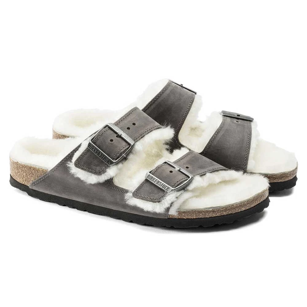 Birkenstock Arizona Shearling Sandals - Iron Natural- Medium/Narrow 3 Birkenstock Arizona Shearling Sandals - Iron Natural- Medium/Narrow - Image 3