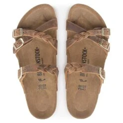 Birkenstock Women's Franca Oiled Leather Sandal - Cognac - Regular/Wide -Sports Shoes 1024052 top