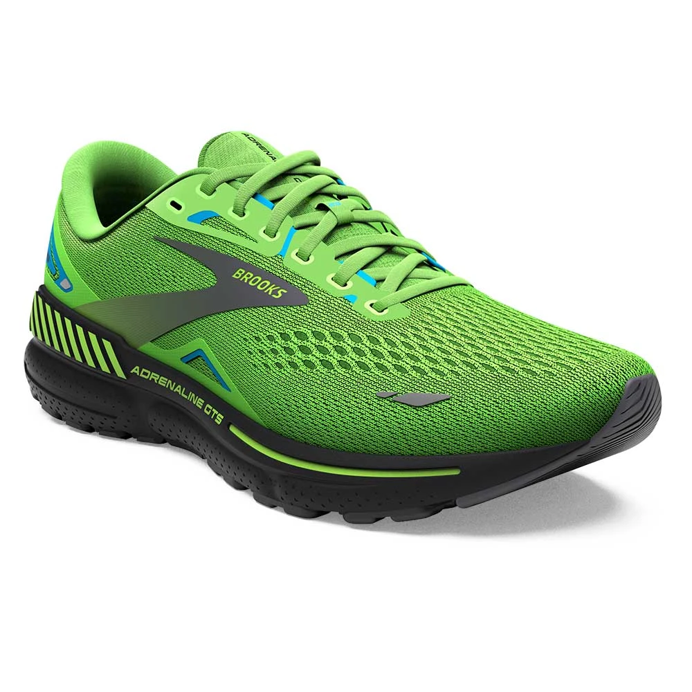 BROOKS Men's Adrenaline GTS 23 Running Shoe - Green Gecko/Grey/Atomic Blue- Wide (2E) 2 BROOKS Men's Adrenaline GTS 23 Running Shoe - Green Gecko/Grey/Atomic Blue- Wide (2E) - Image 2