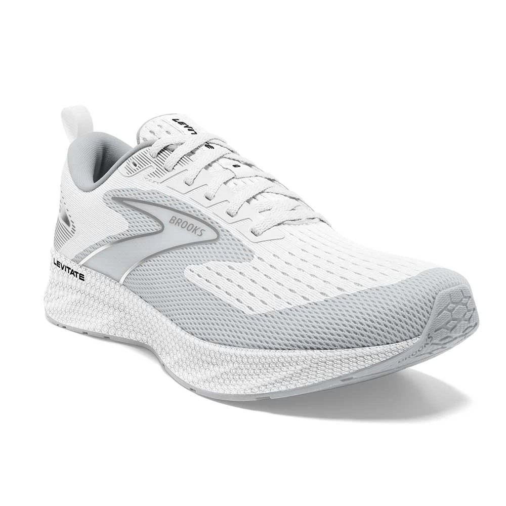 BROOKS Men's Levitate 6 Running Shoe - Bright White/Oyster Mushroom- Regular (D) 2 BROOKS Men's Levitate 6 Running Shoe - Bright White/Oyster Mushroom- Regular (D) - Image 2