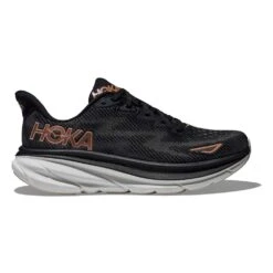 Hoka Women's Clifton 9 Running Shoe - Black/Rose Gold - Wide (D)