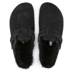 Birkenstock Boston Shearling Black Suede Leather- Regular/Wide -Sports Shoes 259883 top 1