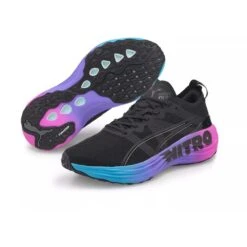 Men's Foreverrun Nitro Sunset Running Shoe - Puma Black/Luminous Blue/Electric Orchid- Regular (D) -Sports Shoes 38000701 BlackBlue DET