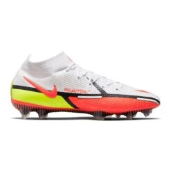Nike Unisex Phantom GT2 Elite Dynamic Fit FG Soccer Shoes - White/Bright Crimson/Volt - Regular (D)