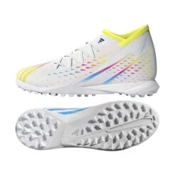 ADIDAS Unisex Predator Edge .3 TF Soccer Shoe - Ftwr White/Solar Yellow/Powder Blue - Regular (D) -Sports Shoes GW0951