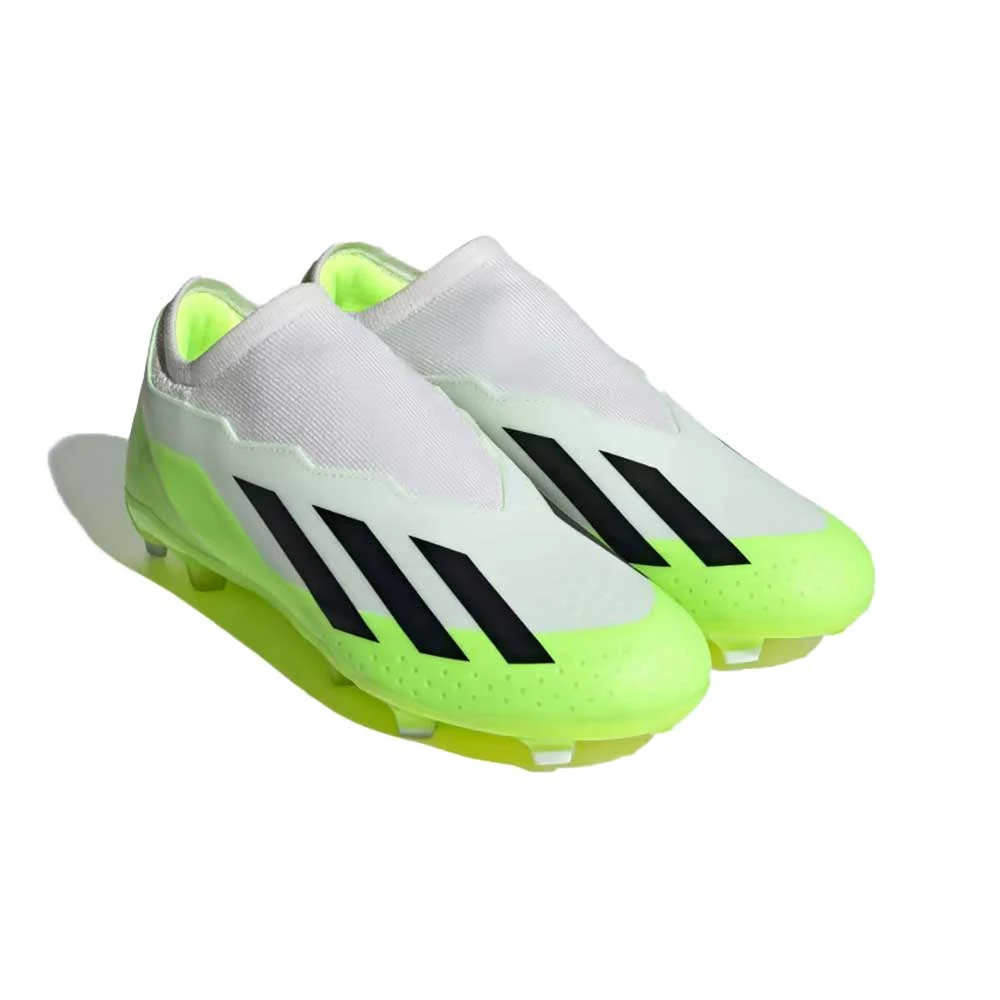 ADIDAS Unisex X Crazyfast .3 Laceless FG Soccer Cleat - Cloud White / Core Black / Lucid Lemon- Regular (D) 2 ADIDAS Unisex X Crazyfast .3 Laceless FG Soccer Cleat - Cloud White / Core Black / Lucid Lemon- Regular (D) - Image 2