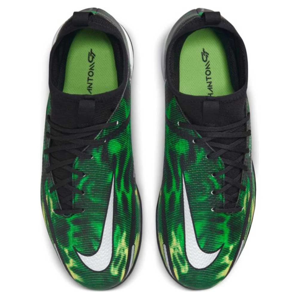 JR Nike Phantom GT2 DF SW IC Soccer Shoe - Black/Mtlc Platinum/Green Strike 4 JR Nike Phantom GT2 DF SW IC Soccer Shoe - Black/Mtlc Platinum/Green Strike - Image 4